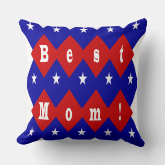 Cojín Decorativo Mejor Mamá Roja, Blanca, Azul, Forma de Diamante y