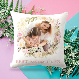 Cojín Decorativo Mejor Mamá Siempre 2 Foto Floral Elegante