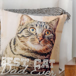 Cojín Decorativo Mejor Mascota de papá de gato moderno en la histor<br><div class="desc">Este diseño simple y clásico se compone de tipografía de la serif y agrega una foto personalizado</div>
