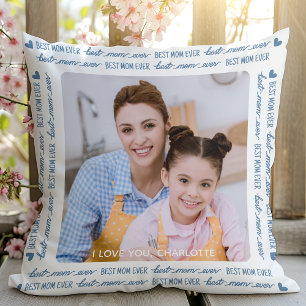 Cojín Decorativo Mejor MOM de moda moderna foto Día de la Madre Azu