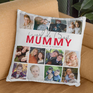 Cojín Decorativo Mejor Mummy del Mundo Fotocolage