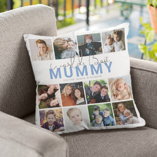 Cojín Decorativo Mejor Mummy del Mundo   Fotocolage