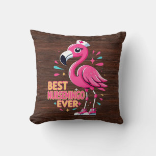 Cojín Decorativo Mejor Nursemingo Enfermero de Enfermeras Flamingo
