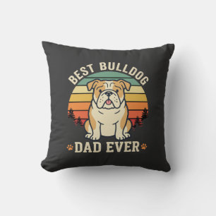 Cojín Decorativo Mejor papá Bulldog Retro Vector