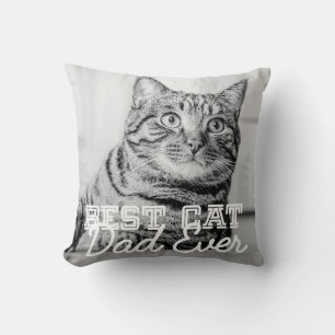 Cojín Decorativo Mejor papá de gato moderno personalizado foto de m