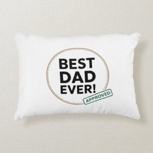 Cojín Decorativo Mejor papa de la historia, diseño de texto aprobad