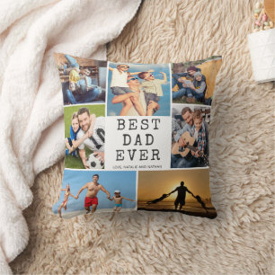 Cojín Decorativo MEJOR PAPÁ DEL MUNDO 7 Fotos Color Personalizado