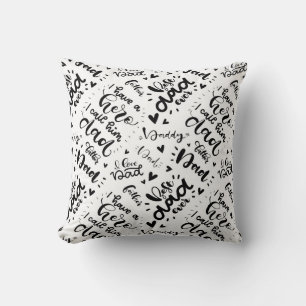 Cojín Decorativo Mejor Papá del Mundo Arte de Palabras Negro Blanco