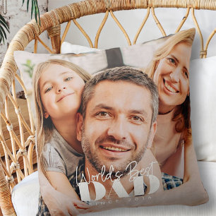Cojín Decorativo Mejor Papá del Mundo Desde 20XX Foto Moderna Simpl