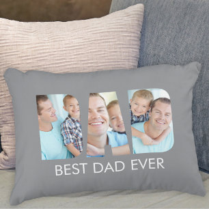 Cojín Decorativo Mejor Papá del Mundo Foto Gris