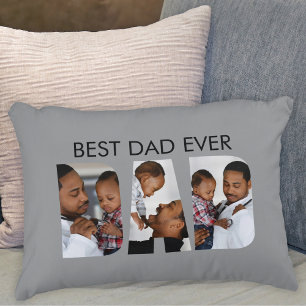 Cojín Decorativo Mejor Papá del Mundo Foto Gris