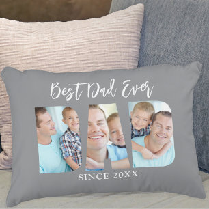 Cojín Decorativo Mejor Papá del Mundo Foto Gris