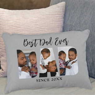 Cojín Decorativo Mejor Papá del Mundo Foto Gris