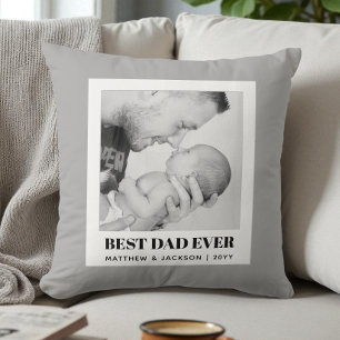 Cojín Decorativo Mejor Papá del Mundo Gris Moderno Minimalista Foto