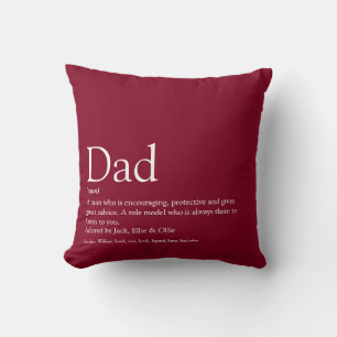 Cojín Decorativo Mejor Papá del Mundo Padre Definición Burgundy