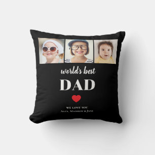 Cojín Decorativo Mejor Papá del Mundo Te amamos 3 Nombres de Niños