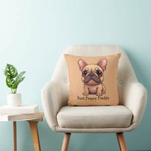 Cojín Decorativo Mejor Papá Perrito Bulldog Francés Mascota Perro A