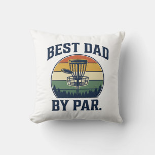 Cojín Decorativo Mejor Papá por Disc Golf Diseño Vintage Atardecer_