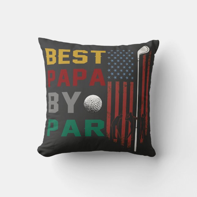 Cojín Decorativo mejor papá por par golf T-Shirt (Anverso)
