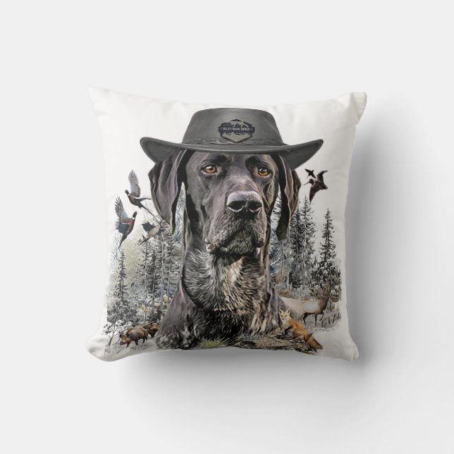 Cojín Decorativo Mejor Perro Cazador (GSP) (Anverso)