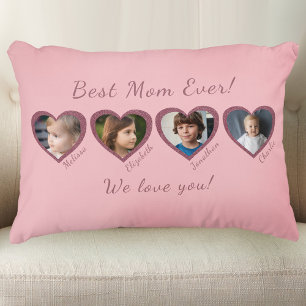 Cojín Decorativo Mejor Personalizado de mamá de cuatro fotos