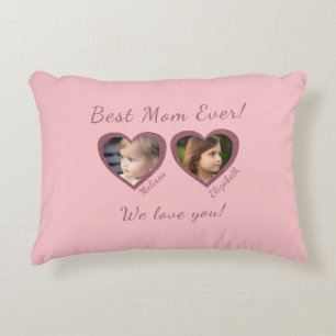 Cojín Decorativo Mejor Personalizado de mamá de dos fotos