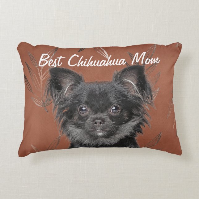 Cojín Decorativo Mejor Pillow de acento para mamá de Chihuahua (Anverso)
