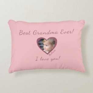 Cojín Decorativo Mejor plantilla de foto de abuela con foto persona