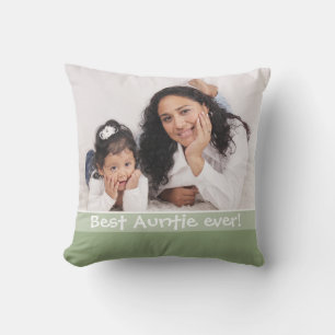 Cojín Decorativo Mejor Tía Siempre Te Ama Más 2 Foto Verde Sage