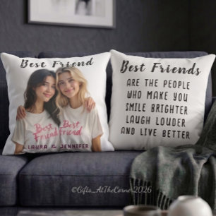 Cojín Decorativo Mejores Amigas Con Cita Inspiradora