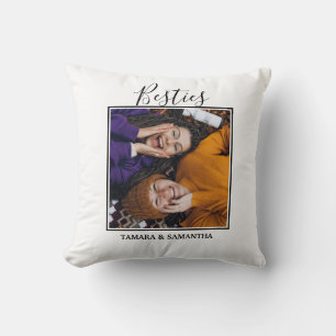 Cojín Decorativo Mejores Amigas Foto BFF Nombre Amiga Negro Y Blanc