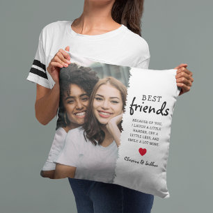 Cojín Decorativo Mejores Amigas Foto y Cita Mejores Amigas