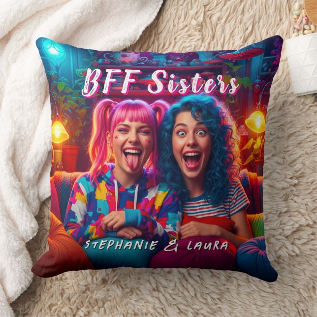 Cojín Decorativo Mejores Amigas Hermanas Divertidas BFF (Manta)