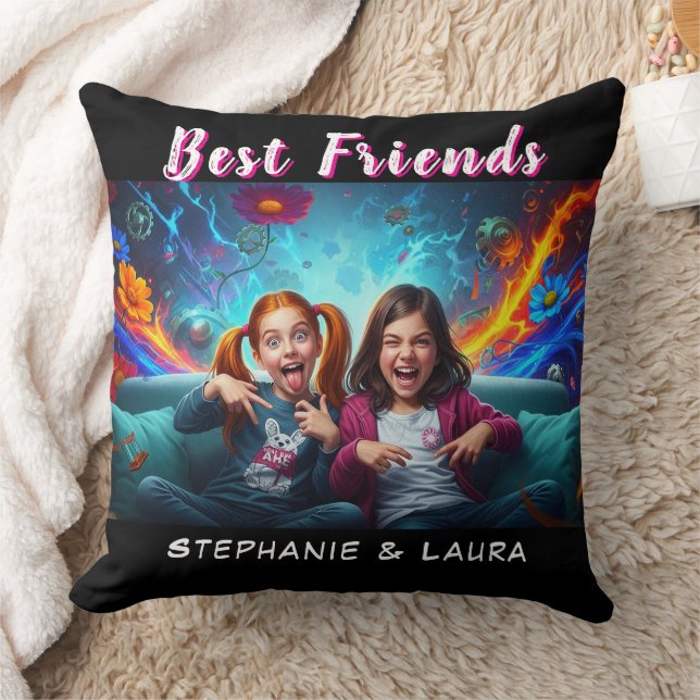 Cojín Decorativo Mejores Amigas Hermanas Divertido  (Manta)