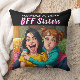 Cojín Decorativo Mejores Amigas Hermanas Divertido 