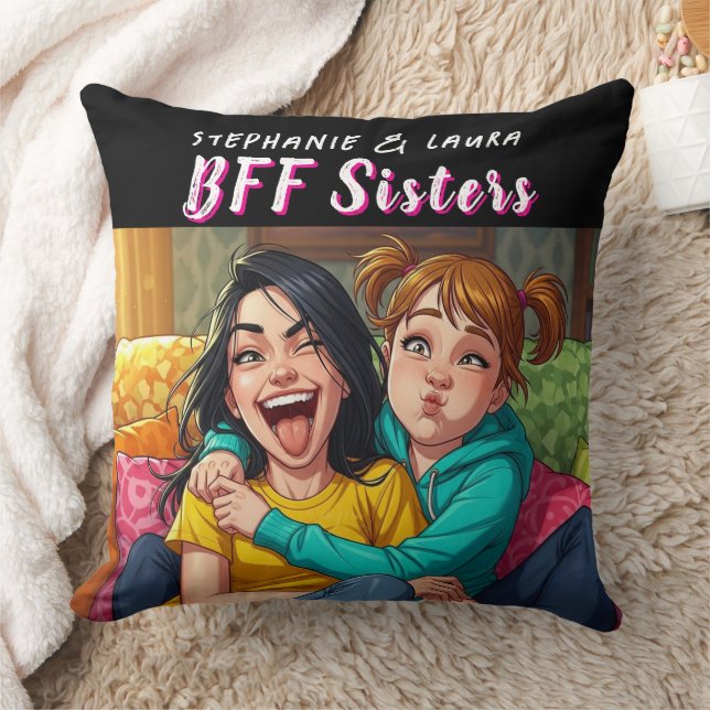 Cojín Decorativo Mejores Amigas Hermanas Divertido  (Manta)