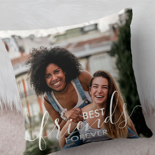 Cojín Decorativo Mejores Amigas por Siempre Superposición de Letra