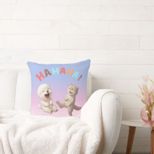 Cojín Decorativo Mejores Amigas Riéndose: ¡JA, JA, JA! Arte de Bich