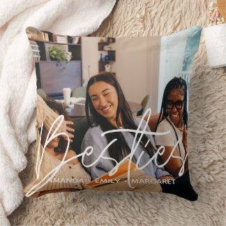 Cojín Decorativo Mejores Amigas Superamigas Superposición de Texto