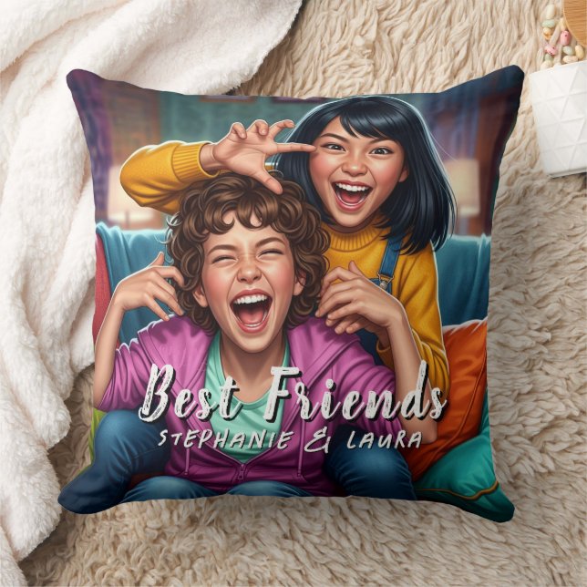 Cojín Decorativo Mejores Amigos Divertidos  (Manta)