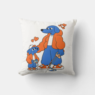 Cojín Decorativo Mejores amigos: dúo de Blue Dog padre e hijo (Nara
