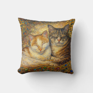 Cojín Decorativo Mejores amigos gatos inspirados en Klimt