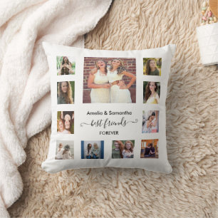 Cojín Decorativo Mejores Amigos para Siempre 11 Colage de Fotos BFF