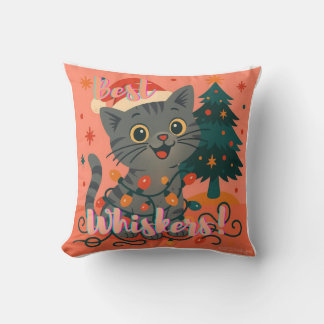 Cojín Decorativo ¡Mejores bigotes! Gato de Santa divertido