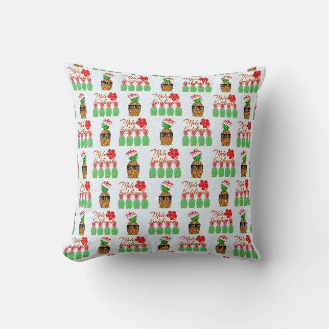 Cojín Decorativo Mele Kalikimaka Hawaiana Piña Feliz Navidad (Anverso)