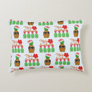Cojín Decorativo Mele Kalikimaka Hawaiana Piña Feliz Navidad