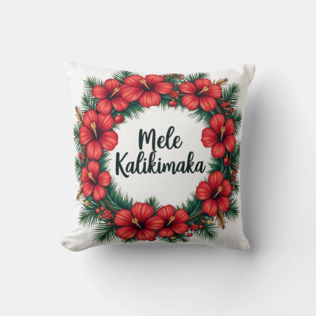 Cojín Decorativo Mele Kalikimaka Hawaiian Holiday Art (Anverso)