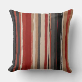 Cojín Decorativo melocotón rojo gris y rayas negras