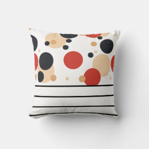 Cojín Decorativo Melocotón rojo negro puntos y rayas