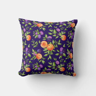 Cojín Decorativo Melocotones Ciruelas Púrpura Fruta Botánica